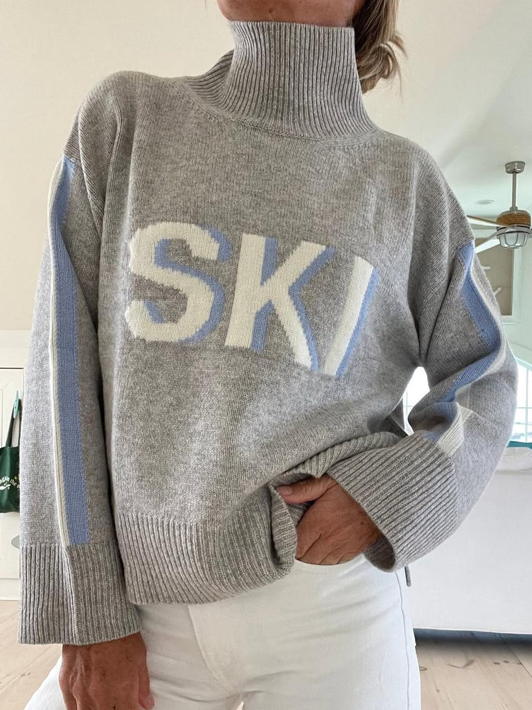 Retro Cashmere Turtleneck Ski Sweater