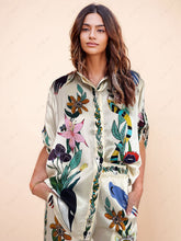 Load image into Gallery viewer, Sophisticated Feel Satin Unique Print Button Down Oversized Blouse