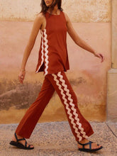 Laden Sie das Bild in den Galerie-Viewer, Sleeveless Loose Slit Top And Wide-Leg Pants Set