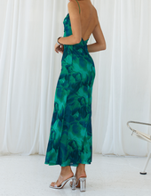 Load image into Gallery viewer, Calista Green Bloom Cowl Neck Slip Maxi Dress