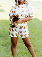 Load image into Gallery viewer, White And Gold Sequin Football Short Set