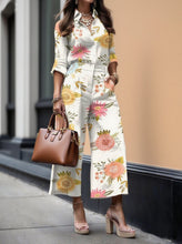 Load image into Gallery viewer, Floral Capri Pants and Loose Shirt Linen Set
