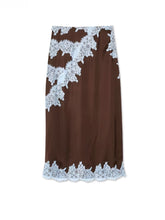 Load image into Gallery viewer, Elegant Brown and Blue Lace Panel Skirt
