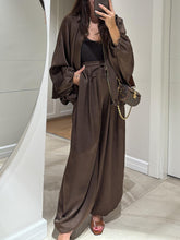 Load image into Gallery viewer, Brown Jacket + Drawstring Pants Casual Two-piece Suit