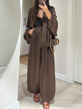 Load image into Gallery viewer, Brown Jacket + Drawstring Pants Casual Two-piece Suit