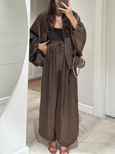 Load image into Gallery viewer, Brown Jacket + Drawstring Pants Casual Two-piece Suit