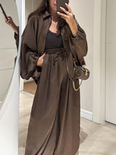 Load image into Gallery viewer, Brown Jacket + Drawstring Pants Casual Two-piece Suit