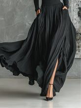 Load image into Gallery viewer, Fashion All Black Skinny Turtleneck T-shirt Pleated Skirt Set