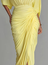 Indlæs billede til gallerivisning Bright Yellow Drape Comfortable Blended Maxi Dress