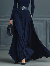 Load image into Gallery viewer, Dark Blue Knitted High-neck Dress