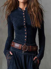 Load image into Gallery viewer, Navy Plaid Paneled Vintage Suede Maxi Dress(with belt)