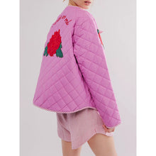 Load image into Gallery viewer, Rose Print Bow Pink Thin Jacket