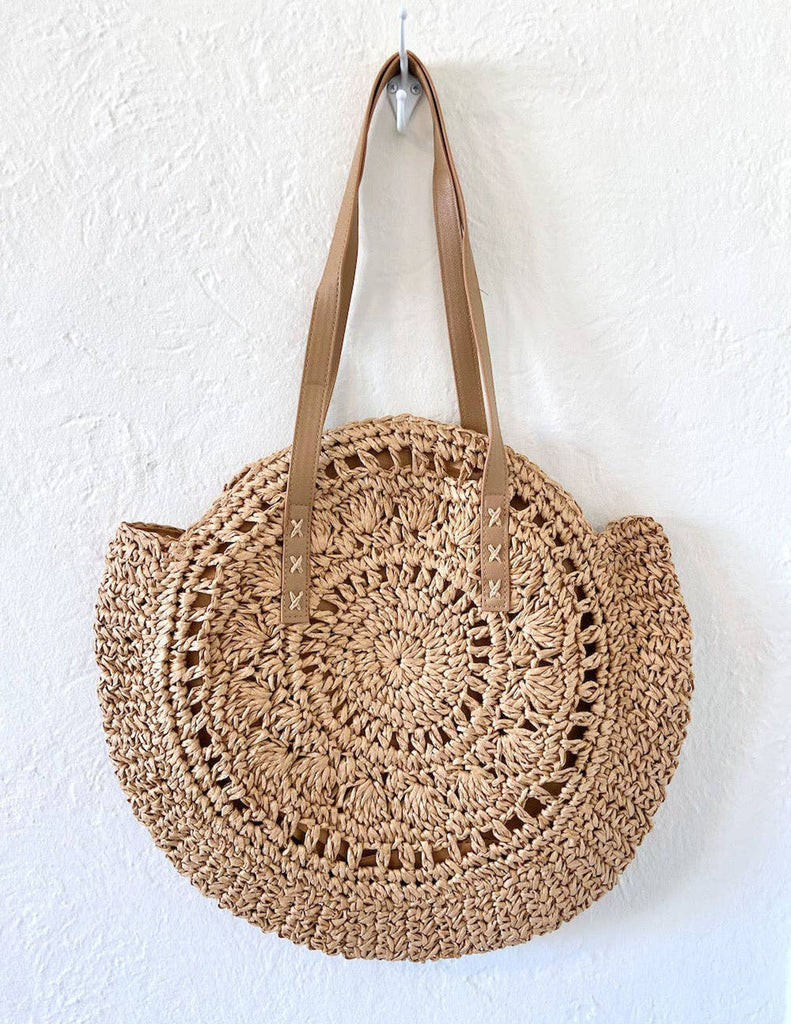 Sac fourre-tout rond en paille