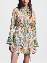 Load image into Gallery viewer, Exquisite And Fashionable Printed Trumpet Sleeve Mini Dress