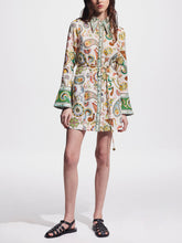 Load image into Gallery viewer, Exquisite And Fashionable Printed Trumpet Sleeve Mini Dress