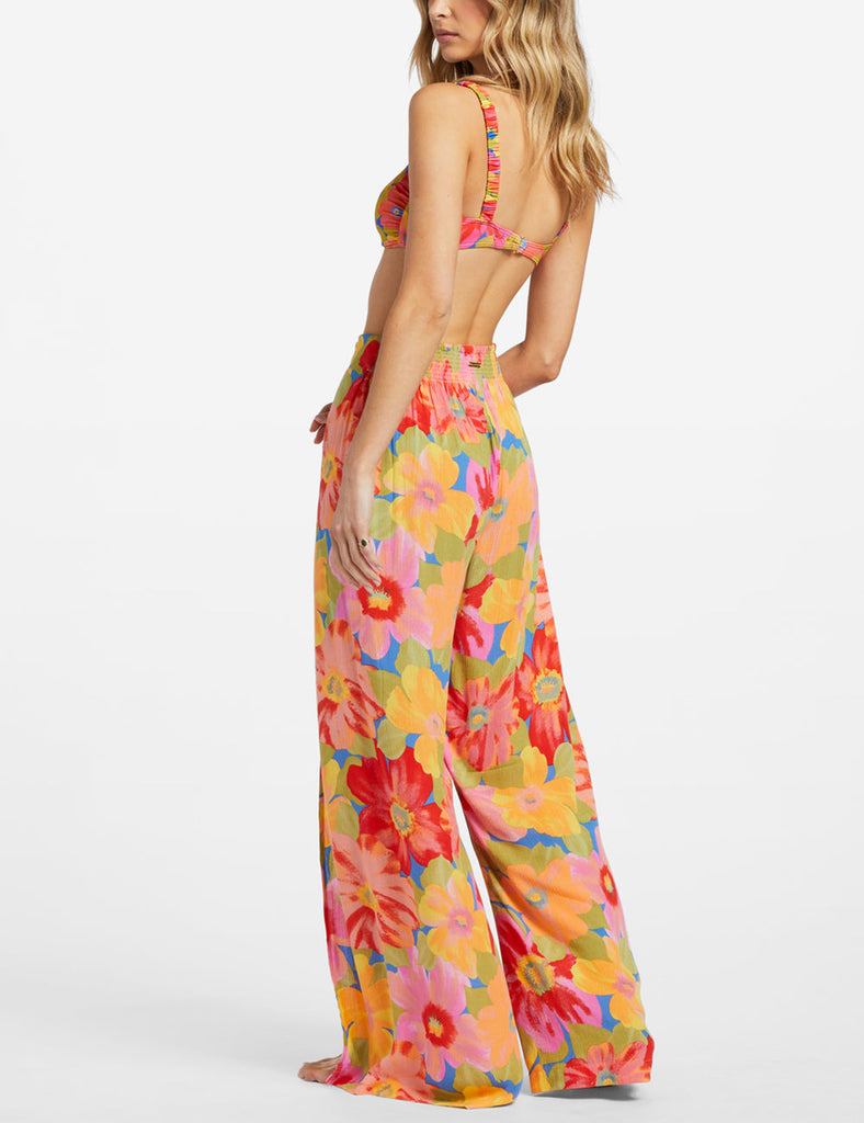 Pantalon fleuri esprit fendu