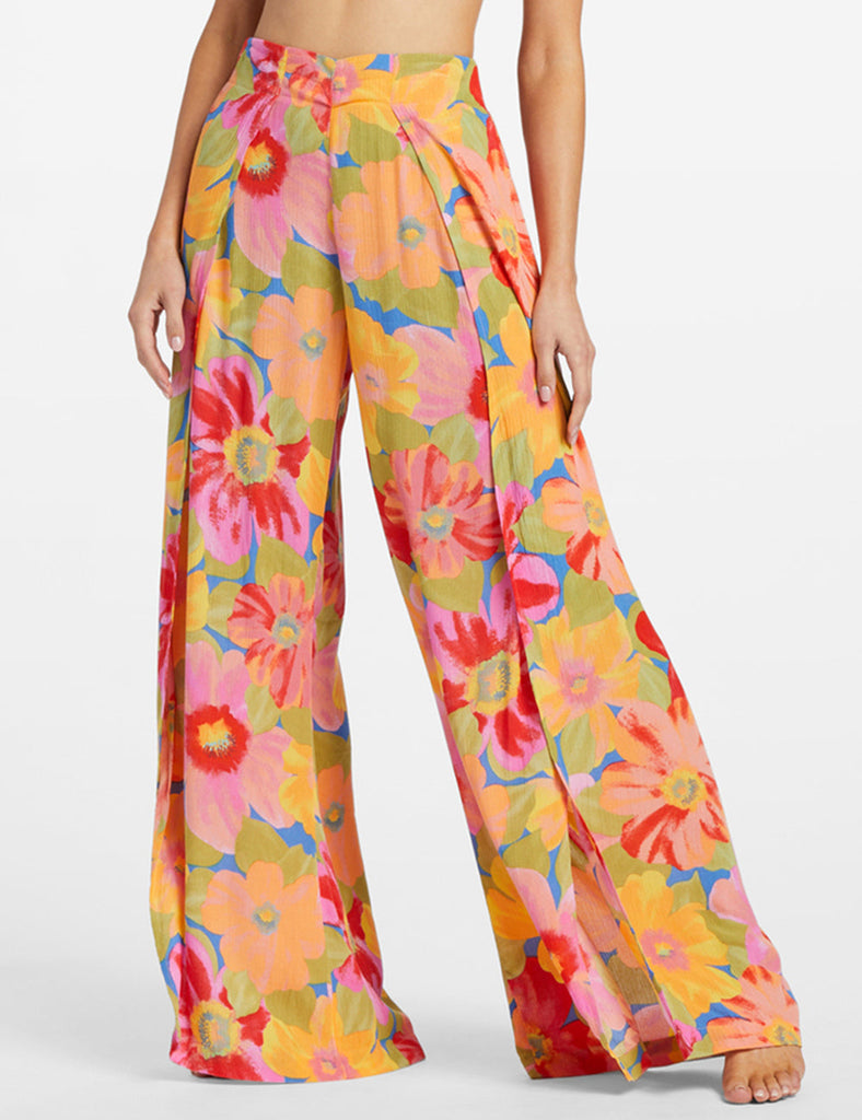 Pantalon fleuri esprit fendu