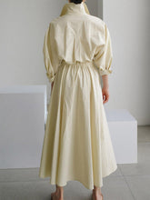 Load image into Gallery viewer, Elegant Pocket Button Lapel Collar Fold Solid Midi Dress