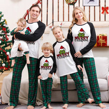 Load image into Gallery viewer, Merry Christmas Green Plaid and Black Pajamas Set