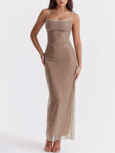 Load image into Gallery viewer, Cafe Au Lait Beaded Maxi Dress