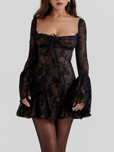 Load image into Gallery viewer, Black Lace Corset Dress