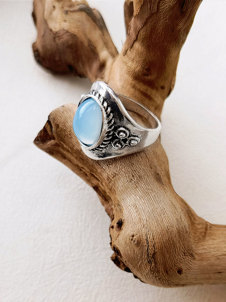 Bague Boho avec pierres précieuses bleues 