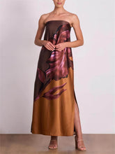 Lataa kuva Galleria-katseluun, Stylish Contrasting Off-Shoulder Floral Print Maxi Dress