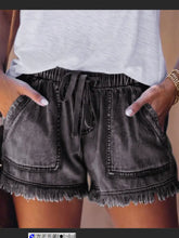 Load image into Gallery viewer, Elastic Waist Casual Denim Shorts