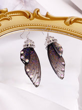 画像をギャラリービューアに読み込む, Butterfly Wing Black Rhinestone Cicada Wing Crystal Earrings