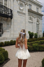 Load image into Gallery viewer, aikergood  Ibiza White Bubble Hem Lace Up Halterneck Corset