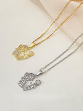 画像をギャラリービューアに読み込む, Micro-encrusted Zirconia Mother and Child Embrace Pendant Clavicle Chain