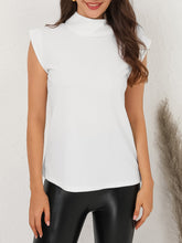 Carregar imagem no visualizador da galeria, Mock Neck Cap Sleeve Blouse