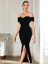 Load image into Gallery viewer, Off-Shoulder Ruched Slit Dress