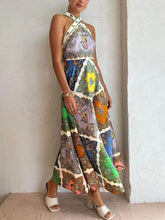 Load image into Gallery viewer, Paisley Satin Floral Maxi Dress