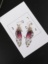 Load image into Gallery viewer, Butterfly Wing Purple Rhinestone Cicada Wing Crystal Earrings