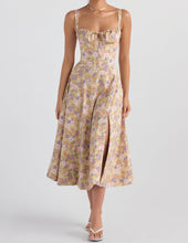 Load image into Gallery viewer, Rose Print Herringbone Slip Dress