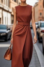 Load image into Gallery viewer, Elegant Solid Color Waist Dress
