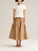 Load image into Gallery viewer, Crepe Knit Cravat Top &amp; Pleated Suiting Maxi Skirt