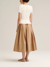 Load image into Gallery viewer, Crepe Knit Cravat Top &amp; Pleated Suiting Maxi Skirt