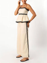 Carica l&#39;immagine nel visualizzatore di Gallery, Sleeveless Loose Plain Two-Piece Wavy Lace Wide-Leg Pants Set