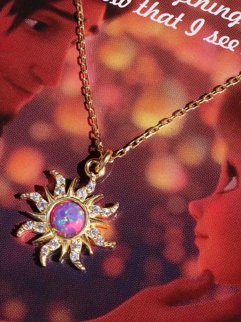 Collier rétro Dopamine Sun Pendentif Opale Collier Opale Boucles d'oreilles