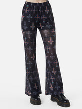 Load image into Gallery viewer, Fun Halloween Printed Mesh Flared Pants