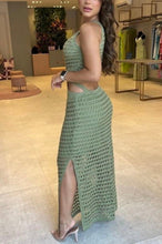 Indlæs billede til gallerivisning Stunning Gaze Knit Texture Ring Side Waist Cutout Stretch Maxi Dress