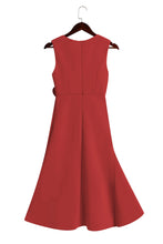 Load image into Gallery viewer, Red Sleeveless Midi Elegant A-line Dress with Waist Twist for Day-to-Night