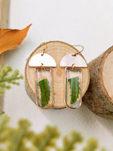 Carregar imagem no visualizador da galeria, Window-shaped Brass Frames Pressed Fern Earrings