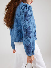 Görseli Galeri görüntüleyiciye yükleyin, Long Sleeve Button Blue Embroidered Cropped Jacket