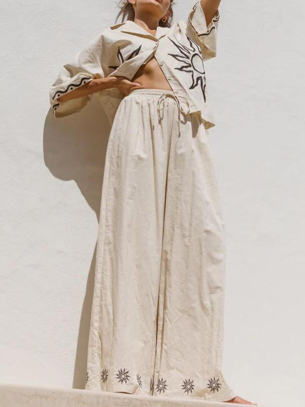 Sunshine Loose Printed Wide Leg Pants