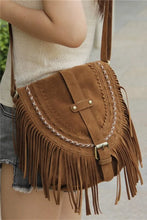 Load image into Gallery viewer, Brown Western Cowboy Style Fringe Crossbody Bag