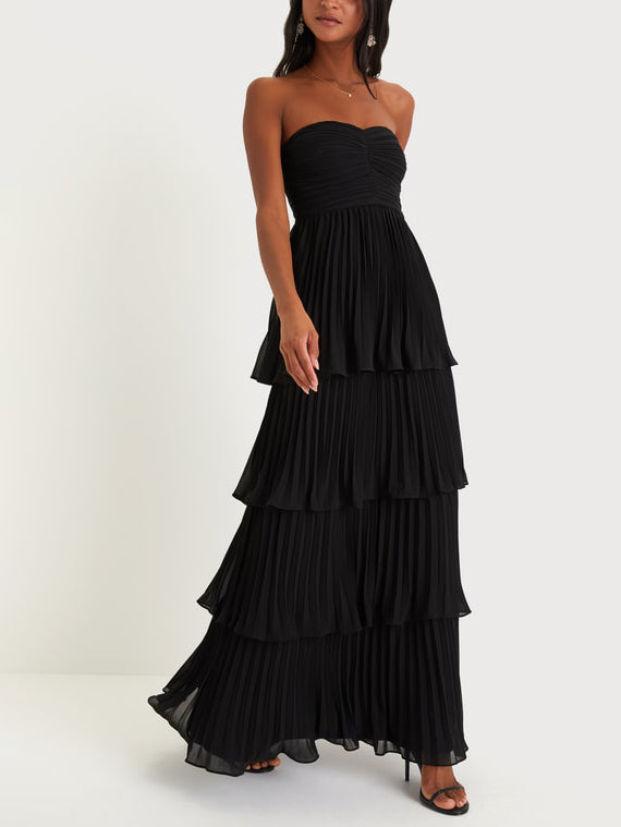 Delicate Ruched Off-The-Shoulder Tiered Maxi Dress