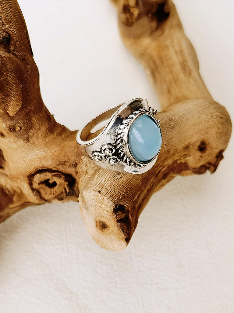 Bague Boho avec pierres précieuses bleues 